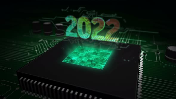 2022 year number futuristic hologram