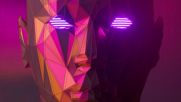 Abstract Polygonal Human Face Artificial Intelligence Concept