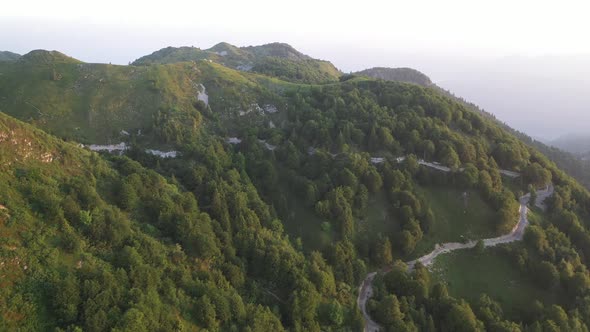 Hills and mountains at sunrise