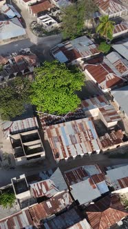 Zanzibar Tanzania  Aerial View of Houses Near the Coast Vertical Video