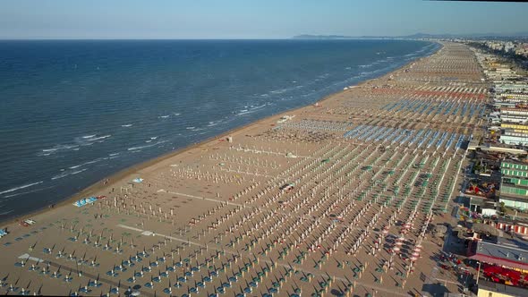 The Wide Coastal Beach in Rimini Italy