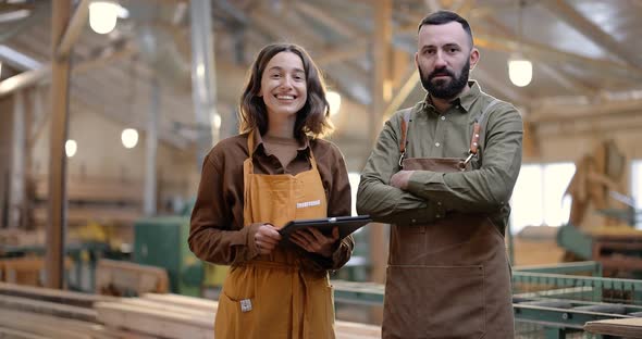 Cheerful Carpentry Workers Portrait