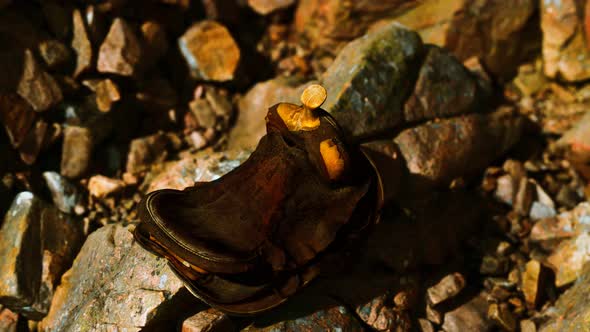 Old Leather Saddle on the Stone Outdoor