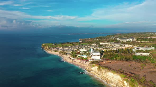 Flycam Films Resort Located on Coast of Tropical Island