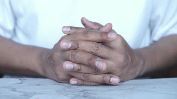 a Nervous Young Man Hand