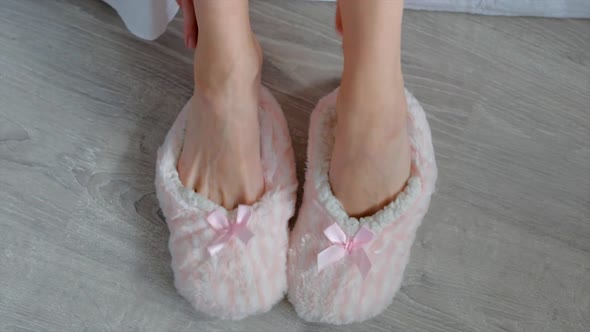 Woman Wear Slipper at Home