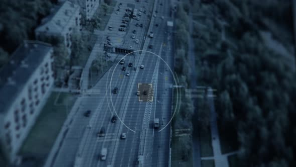 User interface of Car Pursuit In City Broadcasted In Modern Tracking Software