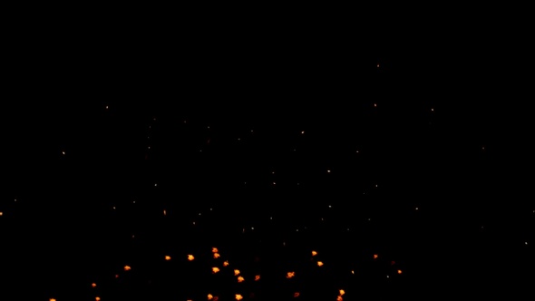 The remnants of the flames after the fire was put out with flame fragments and fireworks effects  alt