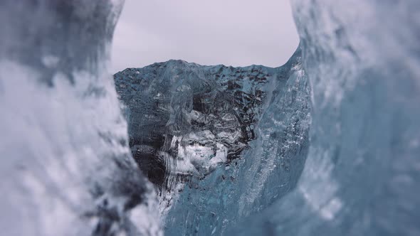 Hole in Ice on Diamond Beach Iceland