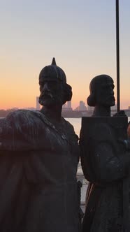 Monument To the Founders of the City in the Morning at Dawn