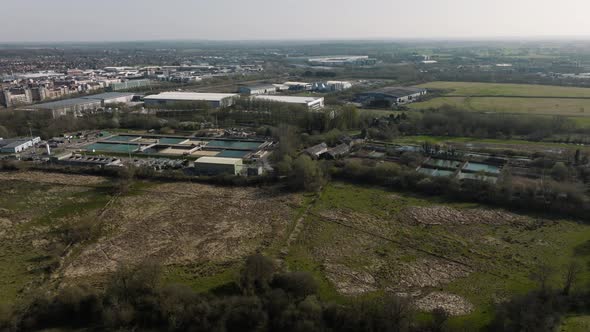 Waterworks, Reading Town Sewage Treatment Works, UK Aerial View Winter-Spring Season