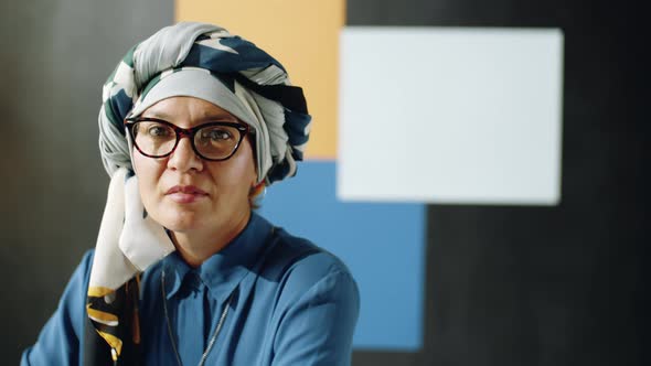 Woman in Turban Posing in Studio