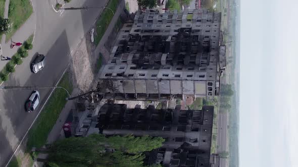 Vertical Video of a Wartorn House in Borodyanka Ukraine