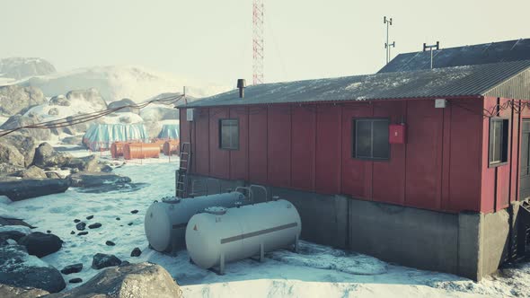 View of Old Antarctic Base at South Pole Station in Antarctica