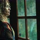Sadness and dreaming female people inside home looking through the glass window outside - VideoHive Item for Sale
