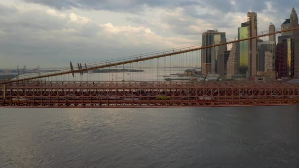 Aerial view of Manhattan Bridge structure