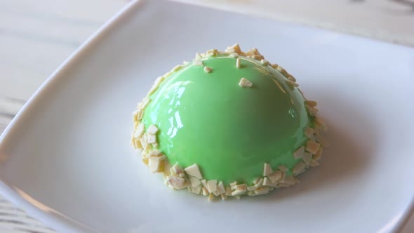Sweet Round Cake with Green Glaze