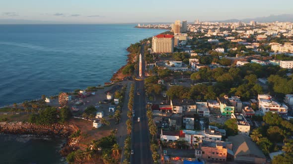 Drone shot of George Washington Avenue in the Dominican Republic