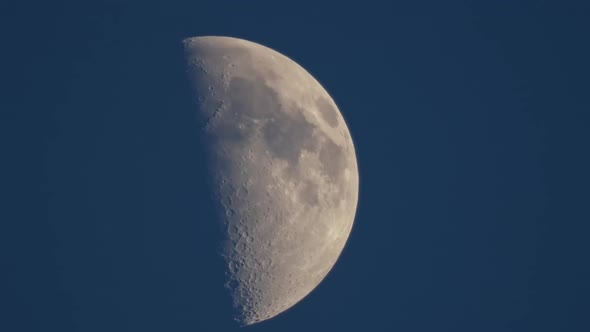 Moon Moving On Light Blue Sky Time Lapse Close Up