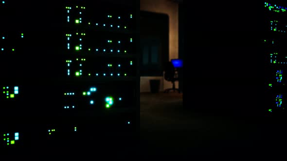 Clean Industrial Interior of a Data Server Room with Servers