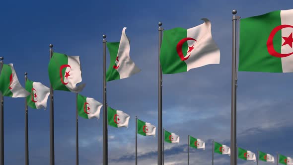The Algeria Flags Waving In The Wind  - 2K