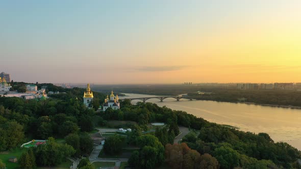 Drone Footage Aerial View of Kiev Pechersk Lavra in Kyiv Kiev, Ukraine