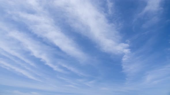 Movement of Cirrus Clouds By the Blue Sky