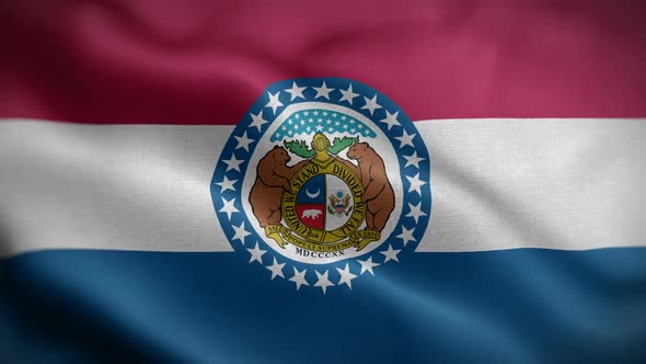 Missouri State Flag Blowing In Wind