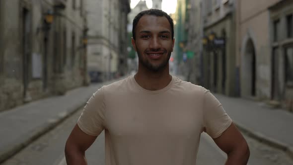 Portrait of the Friendly African American Man Smiling at the Camera