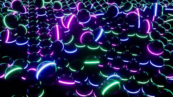 Flying and Jumping Neon Light Ball Vj Loop