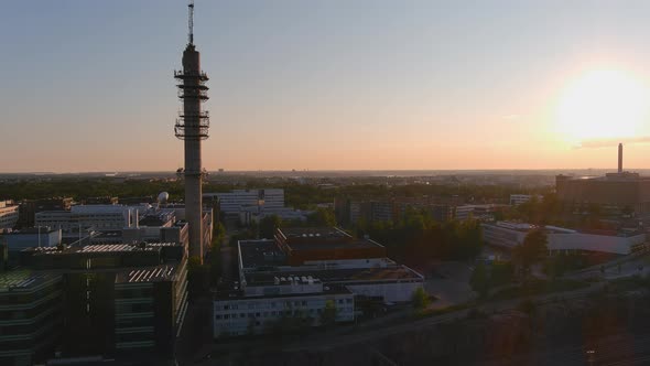 Beautiful Drone Shot of the Tv Tower in Helsinki Finland