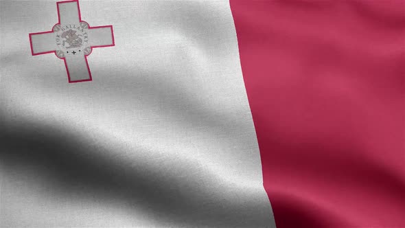 Malta Flag Seamless Closeup Waving Animation