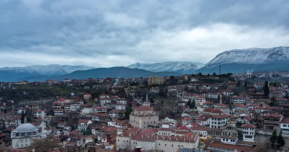 Day to Night Sunset Timelapse Traditional Ottoman Anatolian Village Safranbolu Turkey