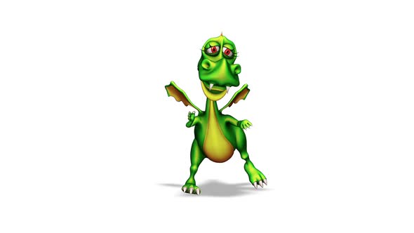 Happy 3D Dragon  Looped Dance on White Background alt