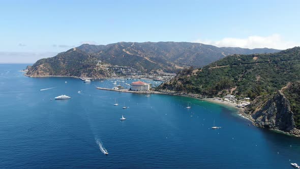 Aerial View of Santa Catalina Island with Avalon and Descanso Calm Bay. USA