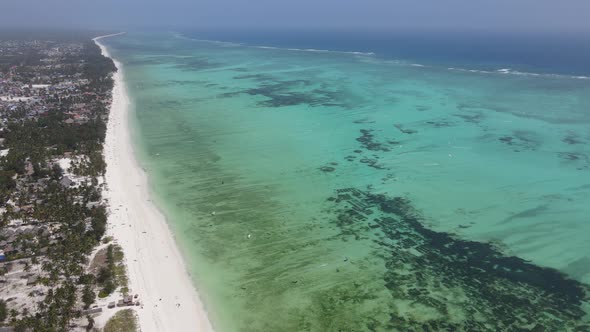 View From a Height of the Indian Ocean Near the Coast of Zanzibar Tanzania