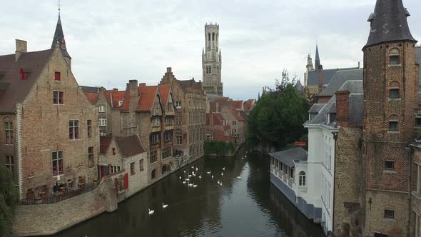 Aerial view of Dijver Canal and its surroundings