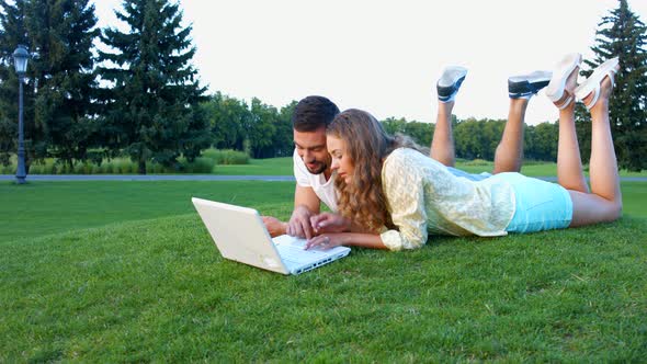 Guy and Girl Fun Talking on the Nature