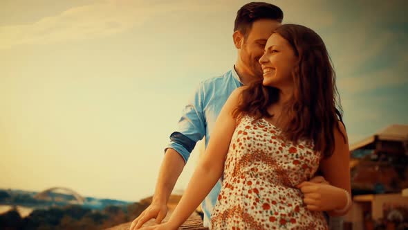 Traveling Romantic Couple Enjoying City View