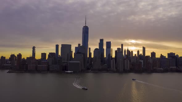 Urban Skyline of Lower Manhattan New York in the Morning