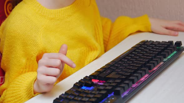 Girl Studying The Keyboard