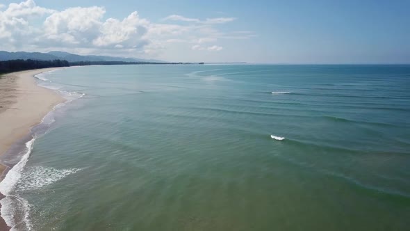 Aerial Video of Deserted Beach Cape and Calm Sea