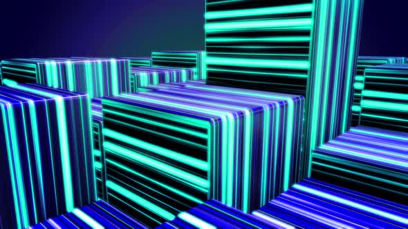 Abstract bright neon cubes