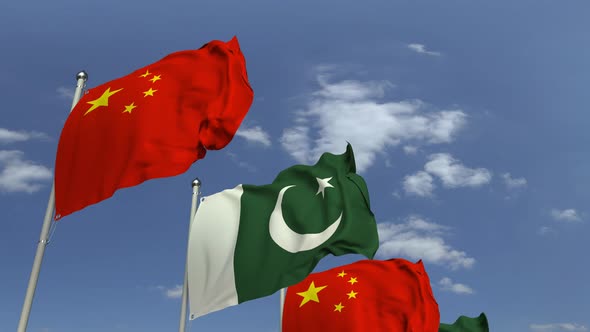 Waving Flags of Pakistan and China