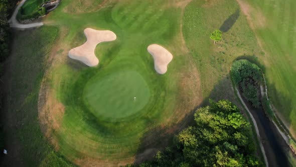 Sand bunker on golf field