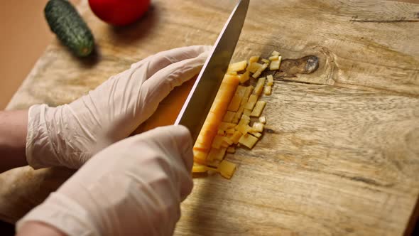 Cut the Cheddar Cheese Into Pieces