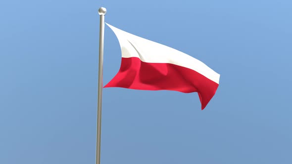 Polish flag on flagpole.