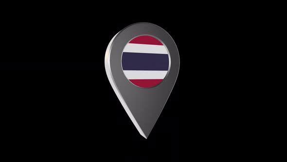 3d Animation Map Pointer With Thailand Flag With Alpha Channel - 2K