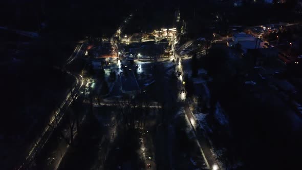 Aerial view evening Sarzhyn Yar Kharkiv city park