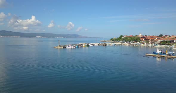 Aerial Drone View of Cross on the Black Sea Coast Nesebar Bulgaria